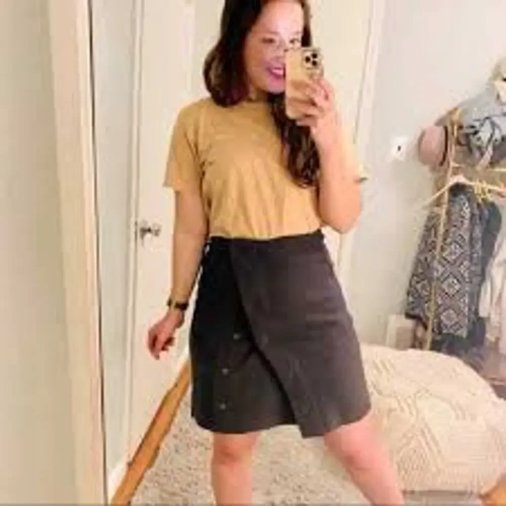 Anthropologie SPARROW Olive Green A-Line Wrap & Snap Front Midi Mini Sz XS